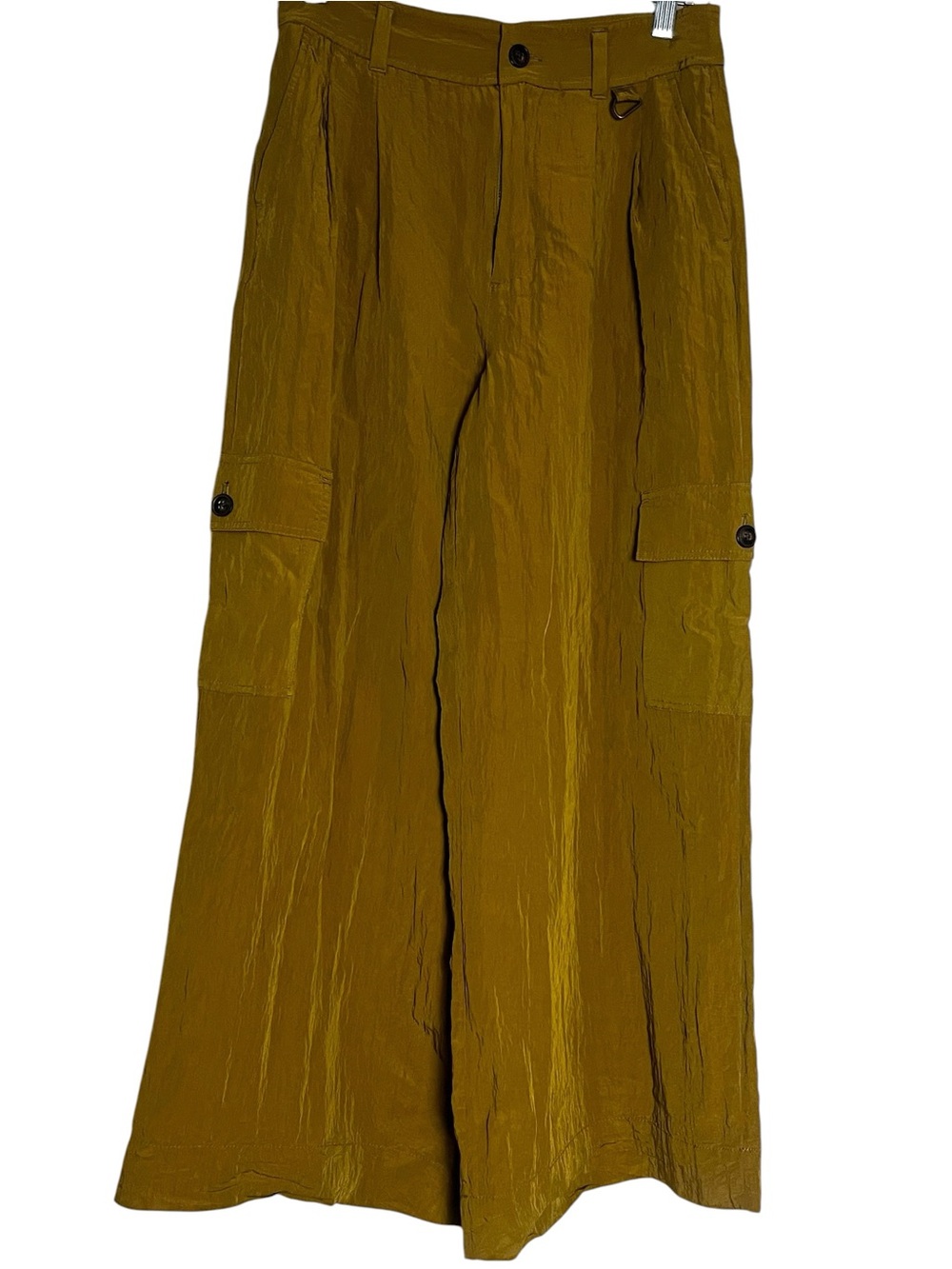 Madewell Drapey Cargo Lightweight Pleated Parachute Utility Mustard Pants Size 6 - Picture 7 of 12